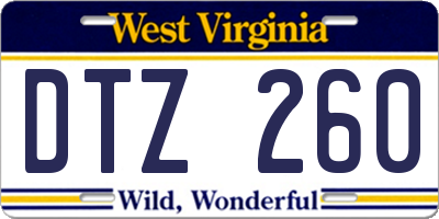 WV license plate DTZ260
