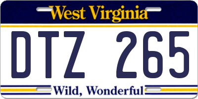 WV license plate DTZ265
