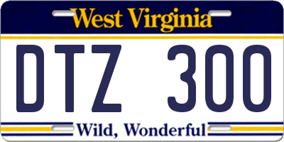 WV license plate DTZ300