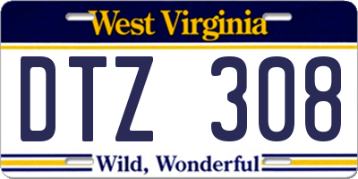 WV license plate DTZ308