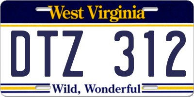 WV license plate DTZ312