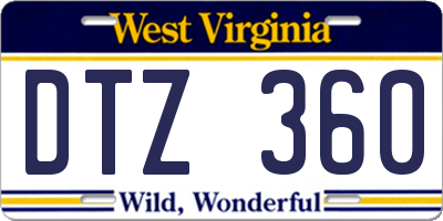 WV license plate DTZ360