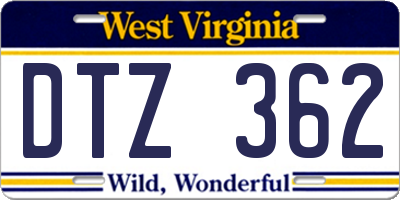 WV license plate DTZ362