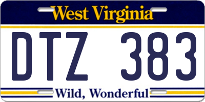 WV license plate DTZ383