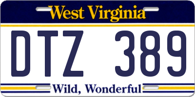 WV license plate DTZ389