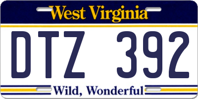 WV license plate DTZ392