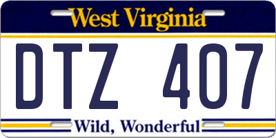 WV license plate DTZ407