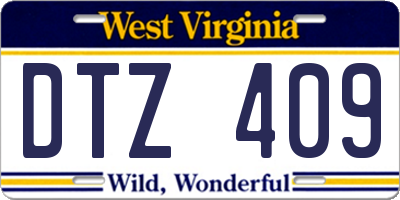 WV license plate DTZ409