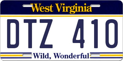 WV license plate DTZ410