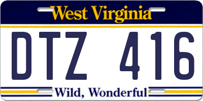 WV license plate DTZ416