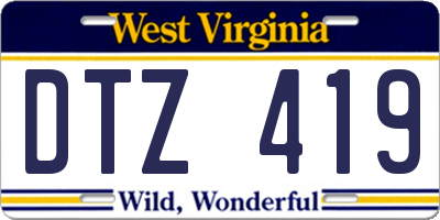 WV license plate DTZ419
