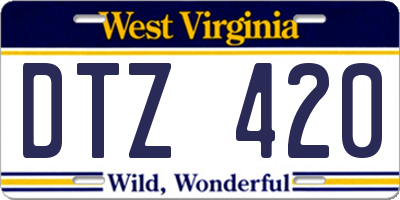 WV license plate DTZ420