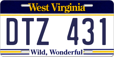 WV license plate DTZ431