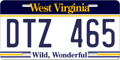 WV license plate DTZ465