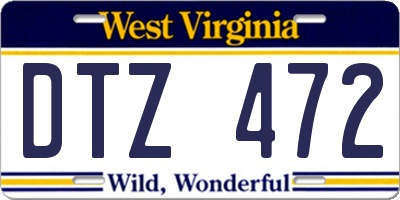 WV license plate DTZ472