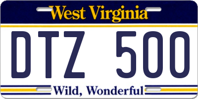 WV license plate DTZ500