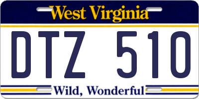 WV license plate DTZ510