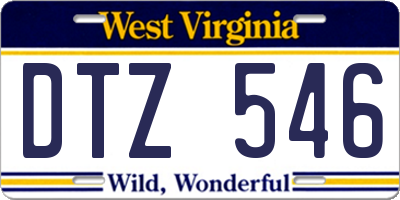 WV license plate DTZ546