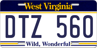 WV license plate DTZ560