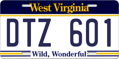 WV license plate DTZ601