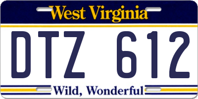 WV license plate DTZ612
