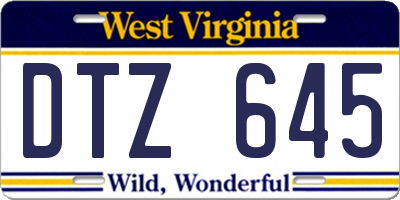 WV license plate DTZ645