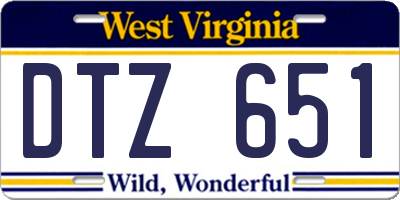 WV license plate DTZ651