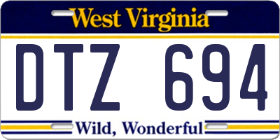 WV license plate DTZ694