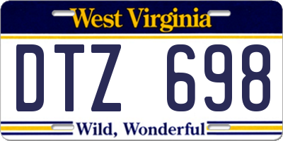 WV license plate DTZ698