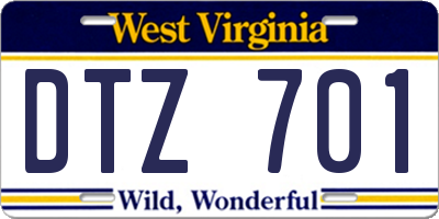 WV license plate DTZ701
