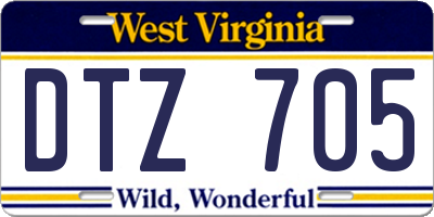 WV license plate DTZ705