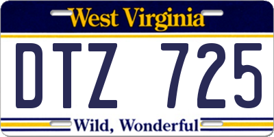 WV license plate DTZ725