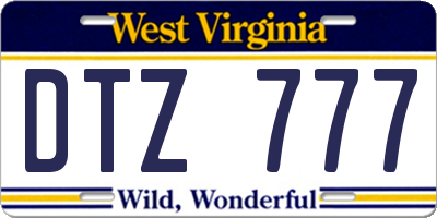 WV license plate DTZ777