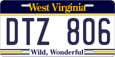 WV license plate DTZ806
