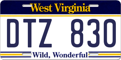 WV license plate DTZ830