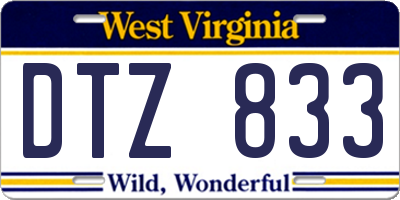 WV license plate DTZ833
