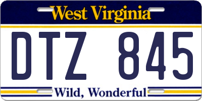 WV license plate DTZ845