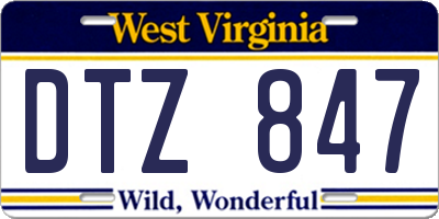 WV license plate DTZ847