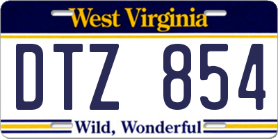 WV license plate DTZ854