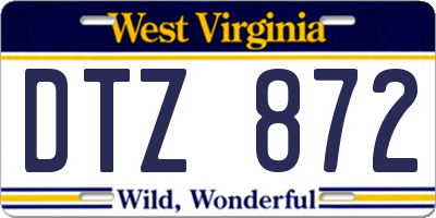 WV license plate DTZ872