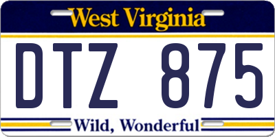 WV license plate DTZ875