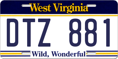 WV license plate DTZ881