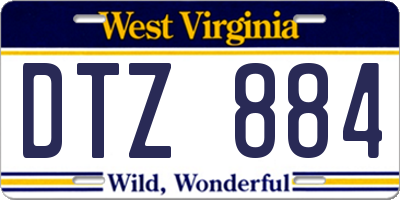 WV license plate DTZ884