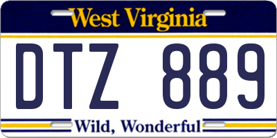 WV license plate DTZ889