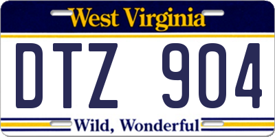 WV license plate DTZ904