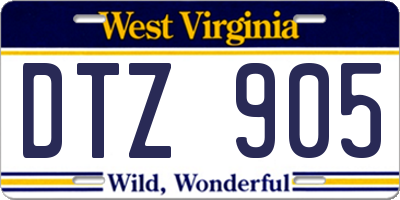 WV license plate DTZ905