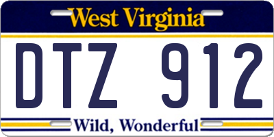 WV license plate DTZ912