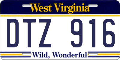 WV license plate DTZ916