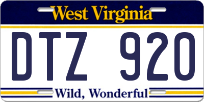 WV license plate DTZ920