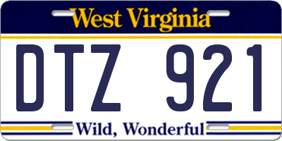 WV license plate DTZ921